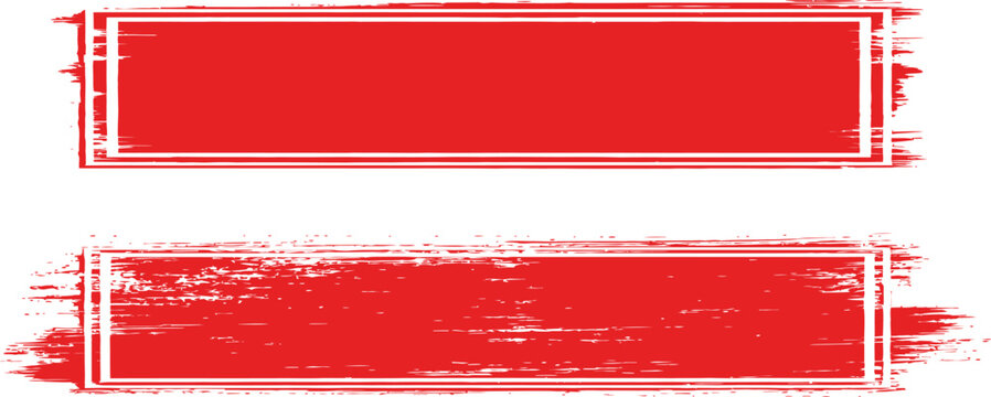 Two red  brash rectangular frames with white borders stacked vertically