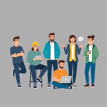 Diverse group of young adults standing.