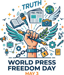 Obraz premium A powerful vector illustration for World Press Freedom Day