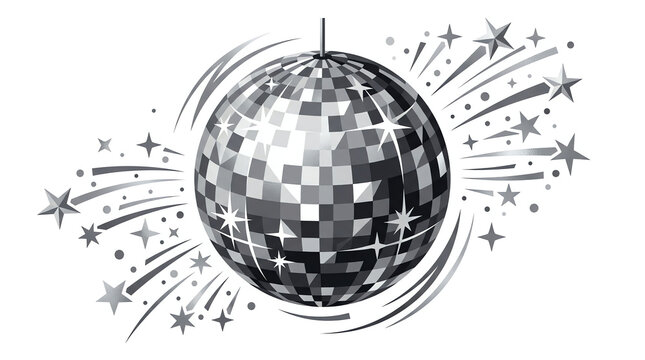 Disco Ball with Exploding Stars and Sparkles