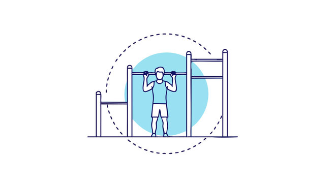 Man performing pull ups at an outdoor calisthenics park