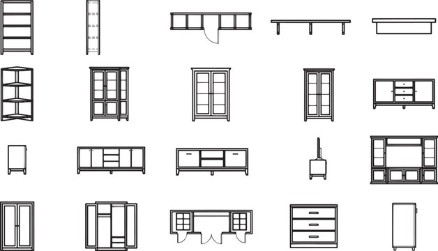 A Collection of Furniture Icons Representing interior design elements. 