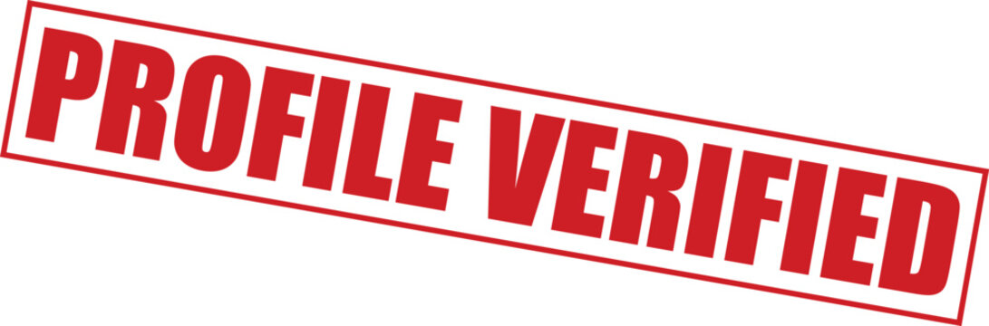 Profile verified red stamp on for validation purposes