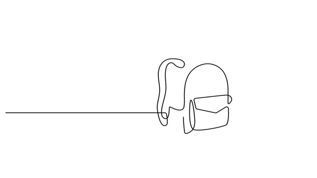 Animated self drawing Continuous one line drawing of Minimalist line drawing, backpack and luggage, travel icons, simple illustration