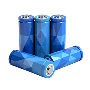 [Transparent Background PNG]Three-dimensional render of blue AA batteries