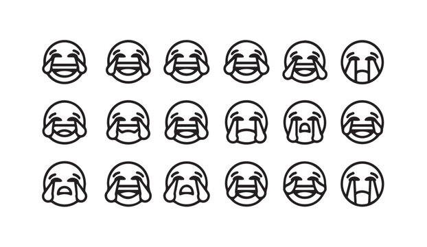 Laughing Crying Emoji Faces Collection with Tears of Joy and Laughter