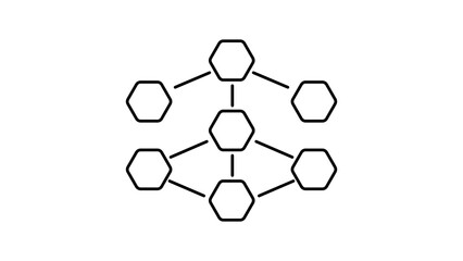 Service Mesh Network Vector Icon. Minimalist black line illustration on white background representing interconnected nodes and data flow. Editable stroke for customizable line weight and thickness. © Fatima