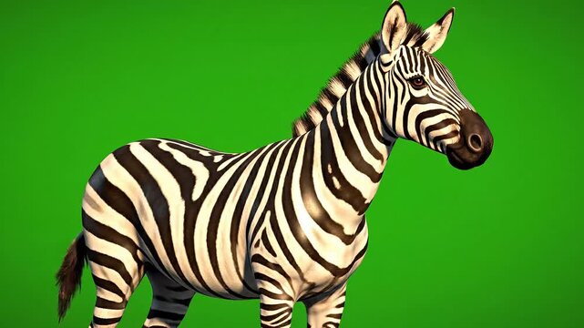Zebra, black and white stripes, animal illustration, wildlife graphic, safari art 4k video ai