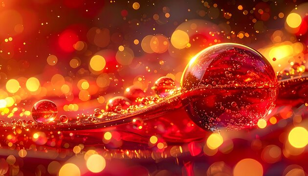 A large red sphere with smaller orbs and lights
