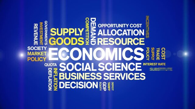 Economics animated word cloud-text design animation tag kinetic typography seamless loop.