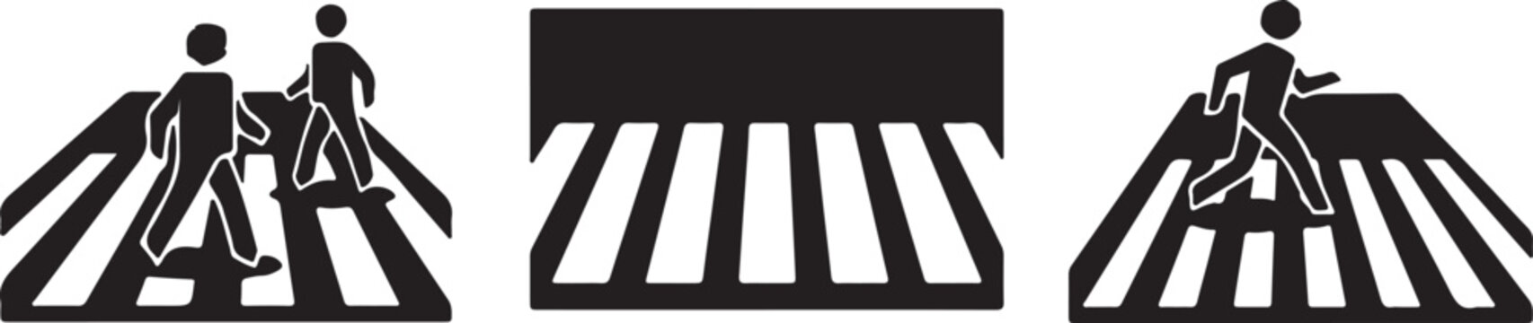 Crosswalk symbols indicating pedestrian crossing safety and traffic regulation for safe passage
