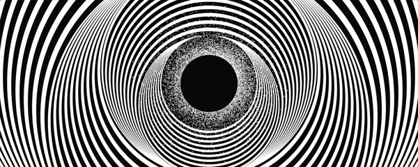 Super massive black hole in spiral galaxy vortex with concentric rings. Galaxy core wave rings. Spiral galaxy energy burst for modern futuristic background. Solar eclipse magnetic fields. Vector © miloje