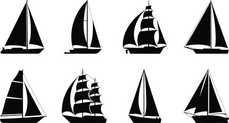 Sailboat Silhouette Set Sailing Ship Boat Icon © Naimur creativehouse
