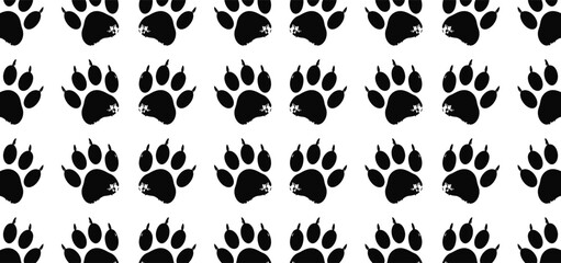 Fototapeta premium Cute black pet dog cat paw foot print pattern art