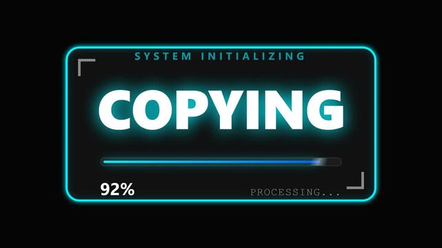 Futuristic Neon Copying Progress Screen With System Initializing.