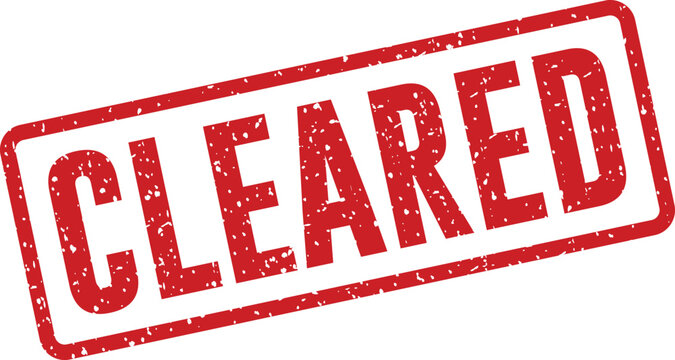 Red 'cleared' stamp official approval and document verification symbol