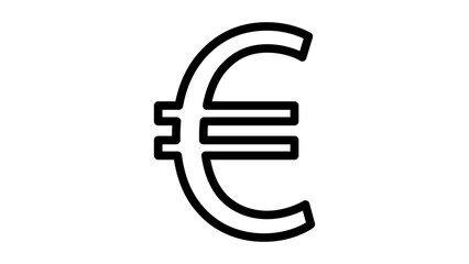 Obraz premium Minimalist Euro Sign Vector Icon Illustration with Editable Stroke. Clean black line outline of the European currency symbol on white background, perfect for finance, banking, and global commerce.