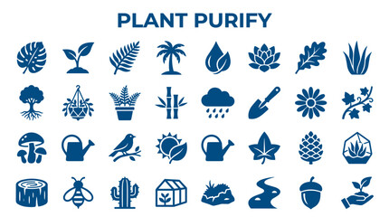 Fototapeta premium Collection of plant and nature icons representing growth, gardening, and environmental concepts