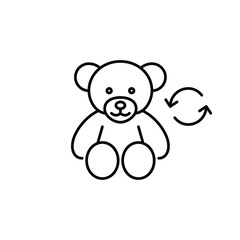 Obraz premium Toy bear and renew arrows. Toy update, children products refresh, gift renewal. Pixel perfect, editable stroke vector icon