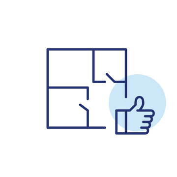 Apartment blueprint and like symbol. Building design and interior accepted. Pixel perfect, editable stroke vector icon