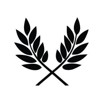 Two crossed laurel branches symbolizing victory and honor Vector