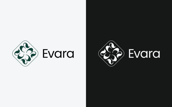Luxury Evara Diamond Leaf Emblem Logo for Cosmetics Brand