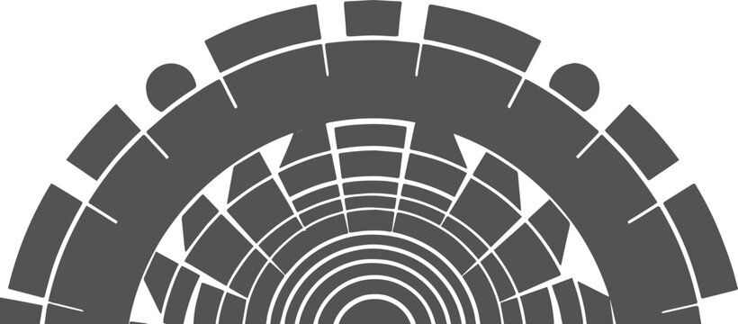 Dark abstract geometric archway with circular