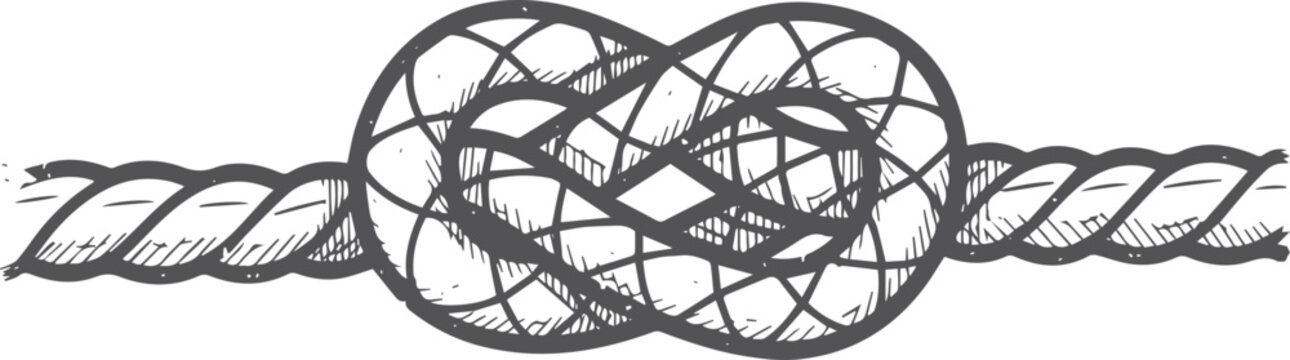 Hand-drawn of a nautical knot rope marine