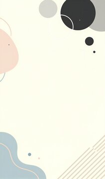 Presents Stylized Graphic Design With Abstract Composition Of Geometric Shapes Circles In Various Shades Grey Black Pink Blue White Against Light