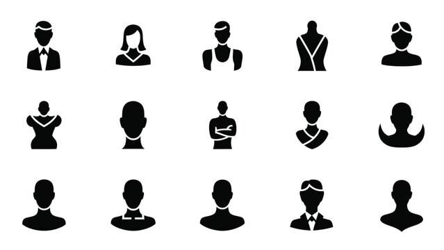 Collection of minimalist human avatars and professional user profile icons.