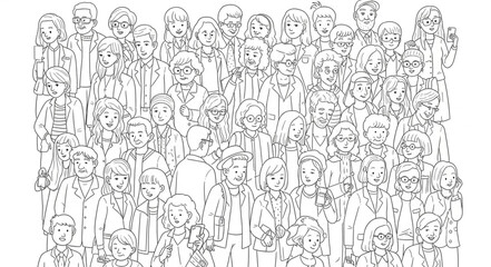 Obraz premium Abstract crowd of people illustration in black and white.