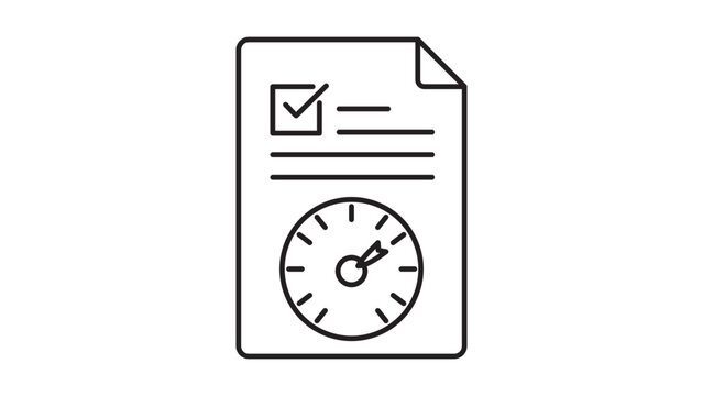 Futures and Options Contract Minimalist Black Line Vector Icon with Editable Stroke. Represents a Financial Agreement, Deadline, Performance Report, or Time-Sensitive Document on White Background.
