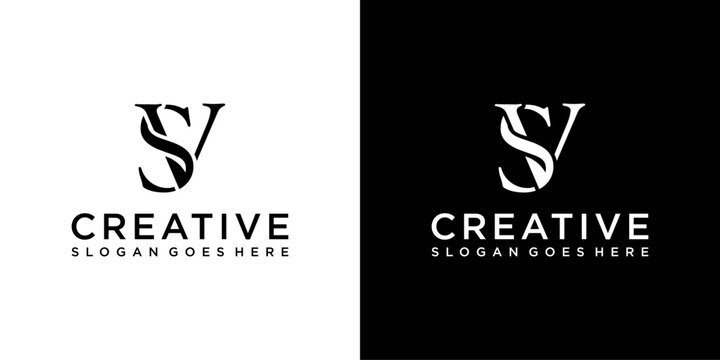 SV or VS initial letter logo design vector concept