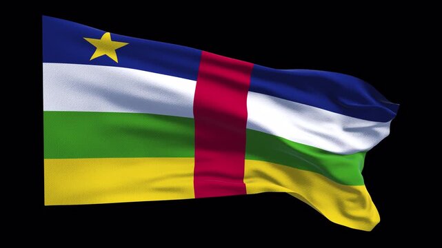 Central African Republic flag waving in the wind. Central African identity unity national pride featuring. News visuals political international relations documentaries educational travel web banners