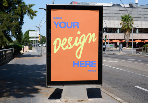 Mockup of an urban billboard for advertising in a city in Spain