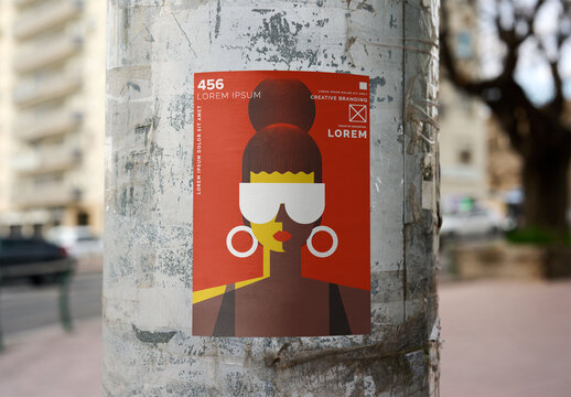 Mockup of an urban guerrilla-style poster pasted on an urban wall