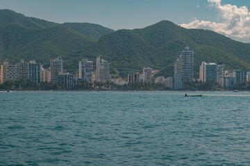 Fototapeta premium El rodadero santa marta cityscape bordering caribbean sea
