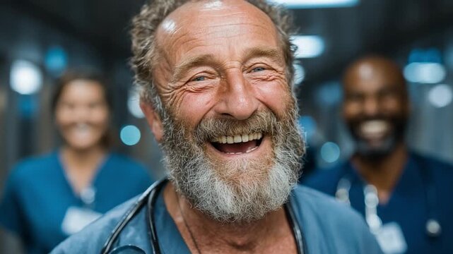 Medical Professionals Joy: Close-up shot of healthcare providers radiating joy and expertise, highlighting the essential roles of those on the medical field. 