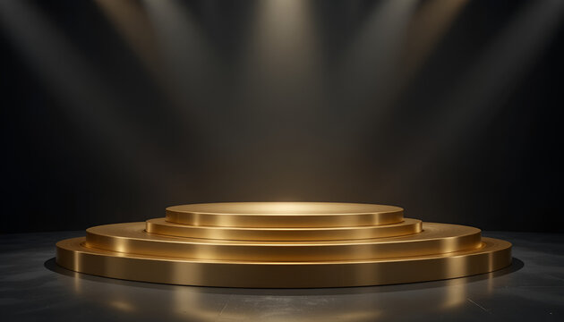 podium with gold coins