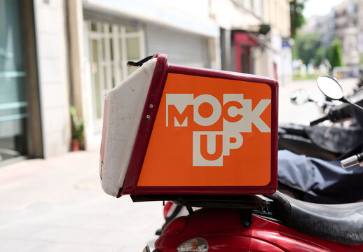 Urban Delivery Motorcycle Mockup for Branding. PSD template mockup