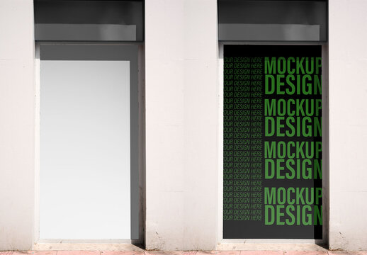 Creative vertical poster mockup for urban advertising, tailored for outdoor use and showcasing potential designs in a city environment. PSD template