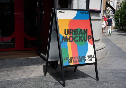 A-frame Mockup in an Urban Madrid Setting