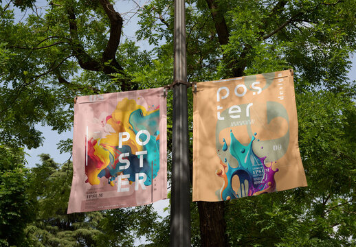 Mockup from real photo of Fly Banners in Madrid City Park