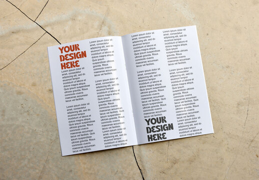 Mockup of an open magazine with two pages