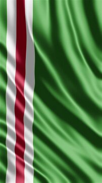 Chechen Republic of Ichkeria flag waving in the wind. Chechen identity history political movements. News visuals geopolitical topics documentaries educational web banners North Caucasus region.