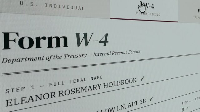 Filling the U.S. Internal Revenue Service Form W-4