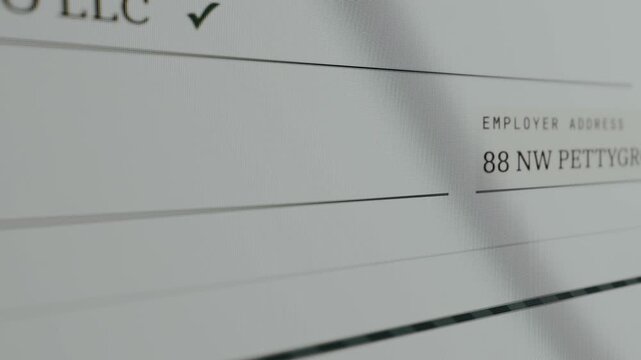 Business document listing the employers address