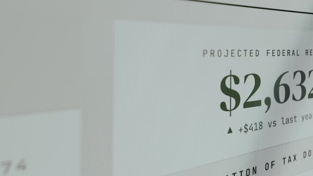 Summary of a projected federal tax refund