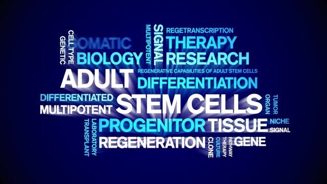 Adult Stem Cells animated word cloud-text design animation tag kinetic typography seamless loop.