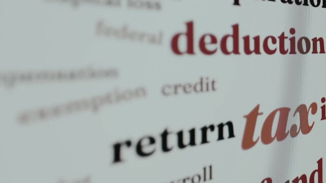 Conceptual word cloud illustrating U.S. tax keywords